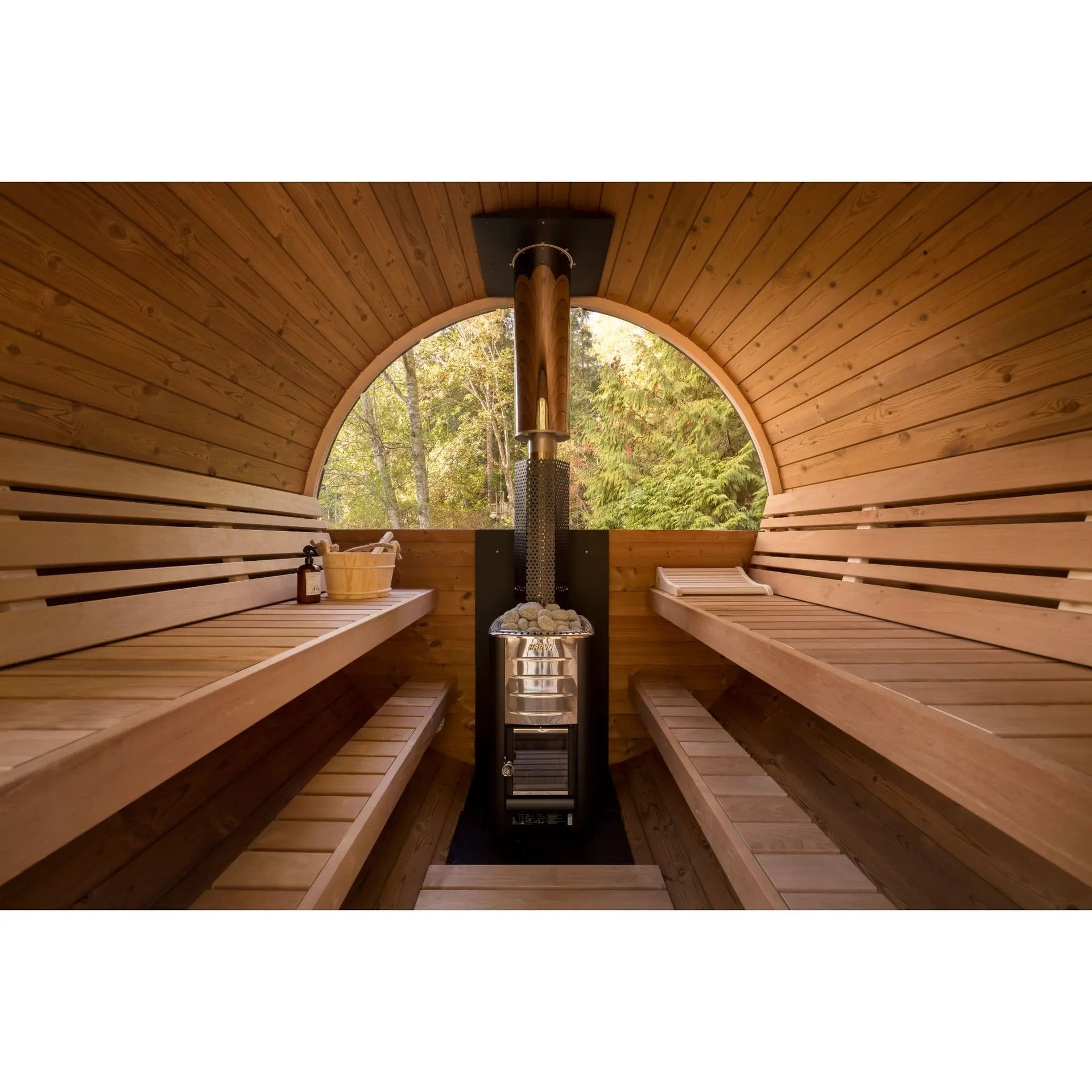 8 FT Thermowood Scenic View Barrel Sauna - 6 Person (Extra Wide)