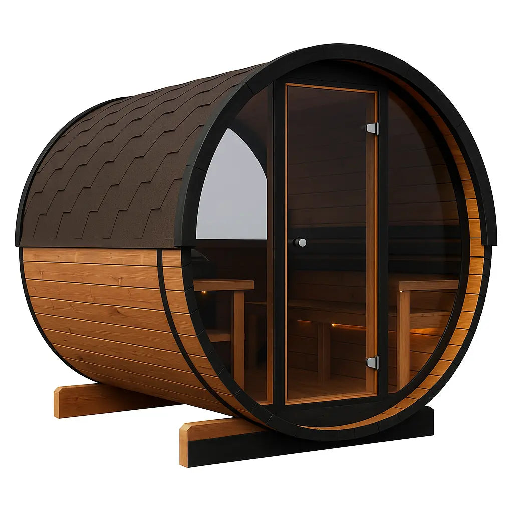 8 FT Thermowood Scenic View Barrel Sauna - 6 Person (Extra Wide)