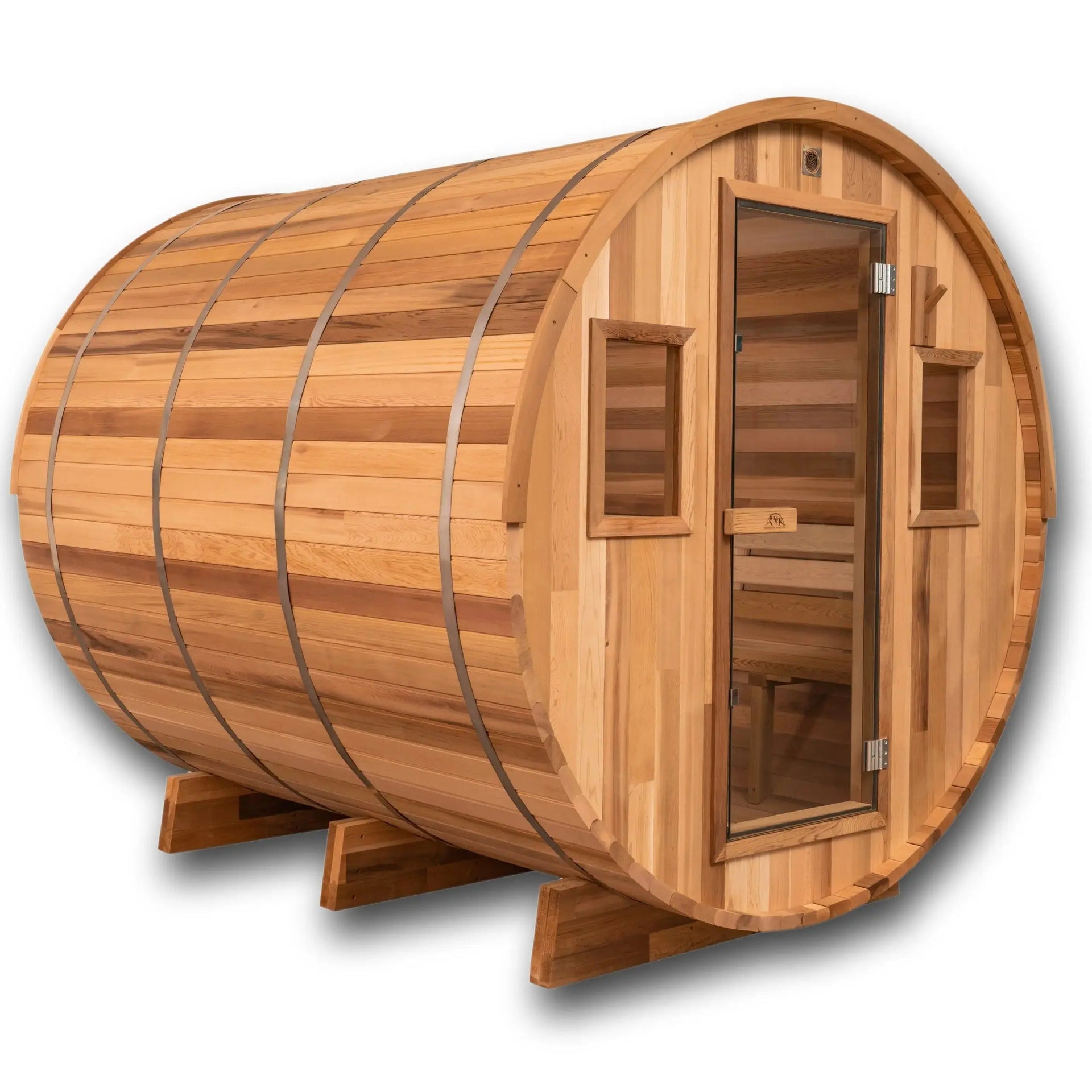 8 Ft Classic Cedar Scenic View Barrel Sauna - 6-8 Person