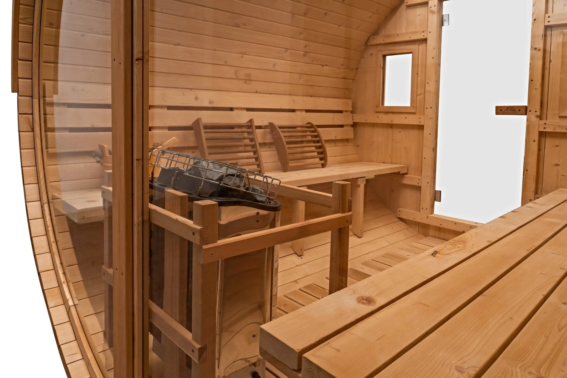 8 Ft Classic Thermowood Scenic View Barrel Sauna - 6-8 Person